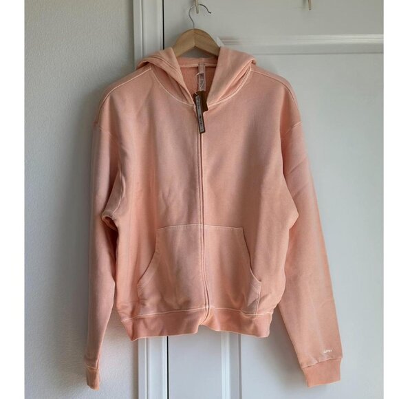 Skims French Terry Zip Up Hoodie in Cantaloupe, Size Medium - Picture 8 of 11
